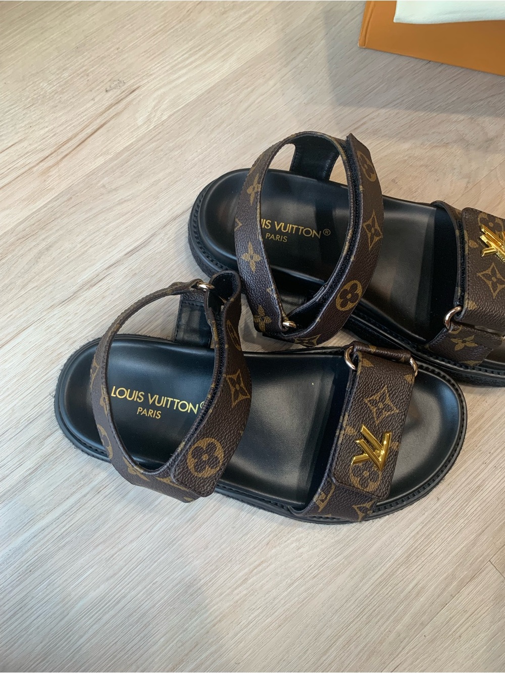 Women’s Louis Vuitton Brown and Black Sunset Comfort Monogram Canvas Sandals - Picture 5 of 9